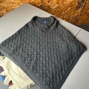 Chic Dark Gray Cable Knit Poncho